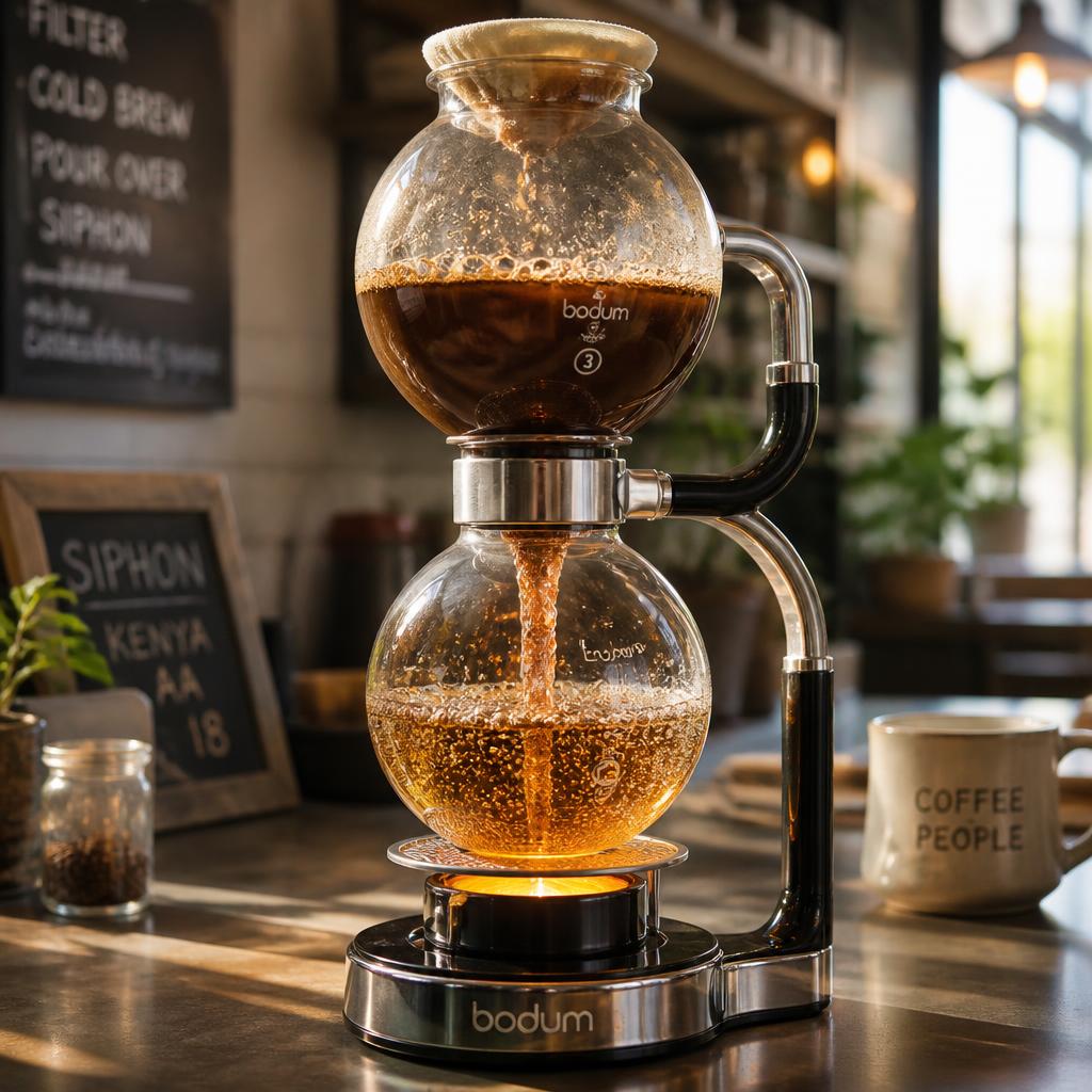 Vacuum brew set-up pouring Prima Luce coffee